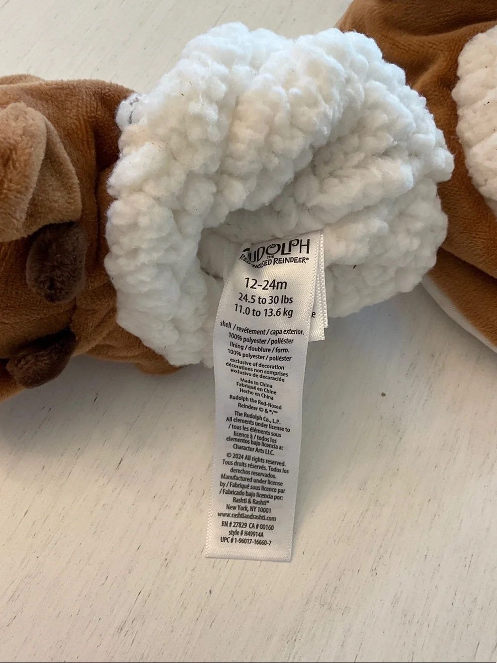 Rudolph Reindeer Plush Slippers - Brown & White